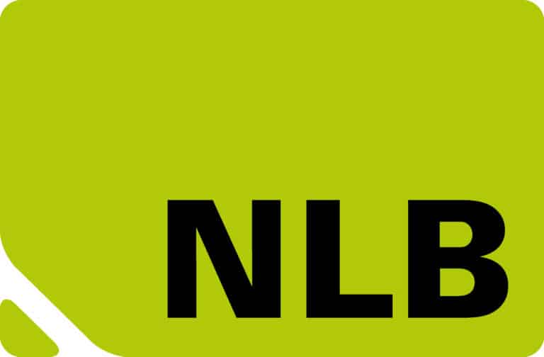 bokstavene nlb, logo til norsk lyd- og blinderskriftsbibliotek