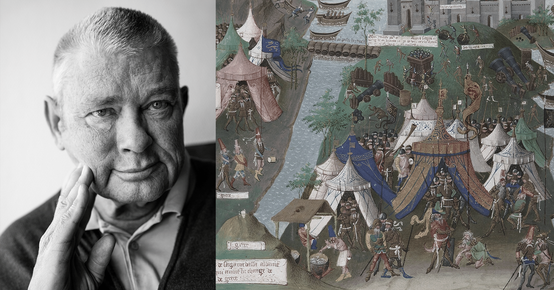 Thorvald Steen og et maleri av gamle Konstantinopel som er under angrep av osmanerne.