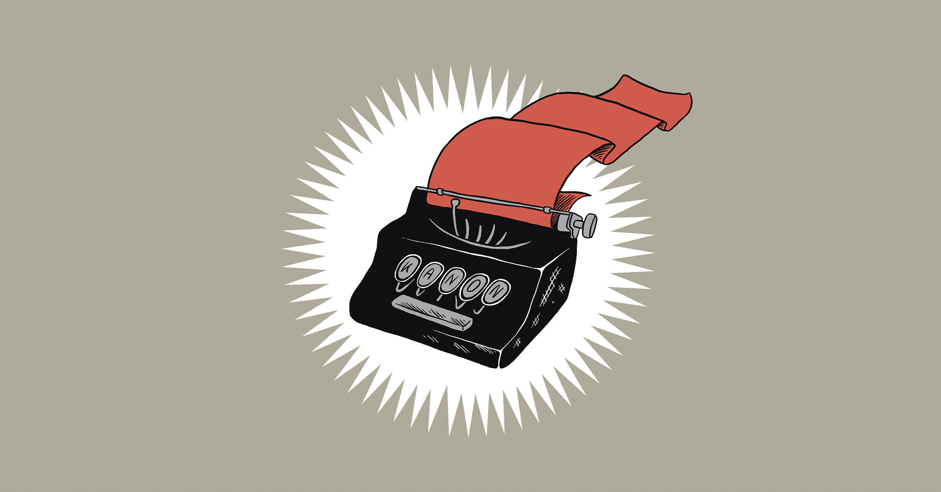 Illustrasjon som viser en skrivemaskin