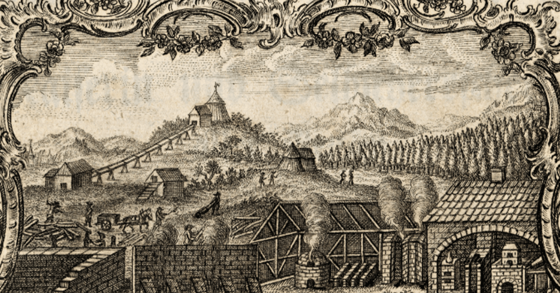 Kobberstikk av byen Frankfurt, fra 1773.