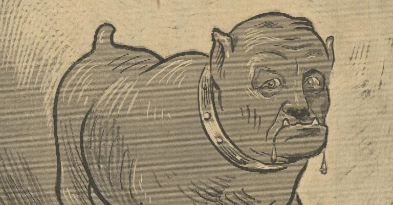 En karikaturtegning som viser en politiker som hund