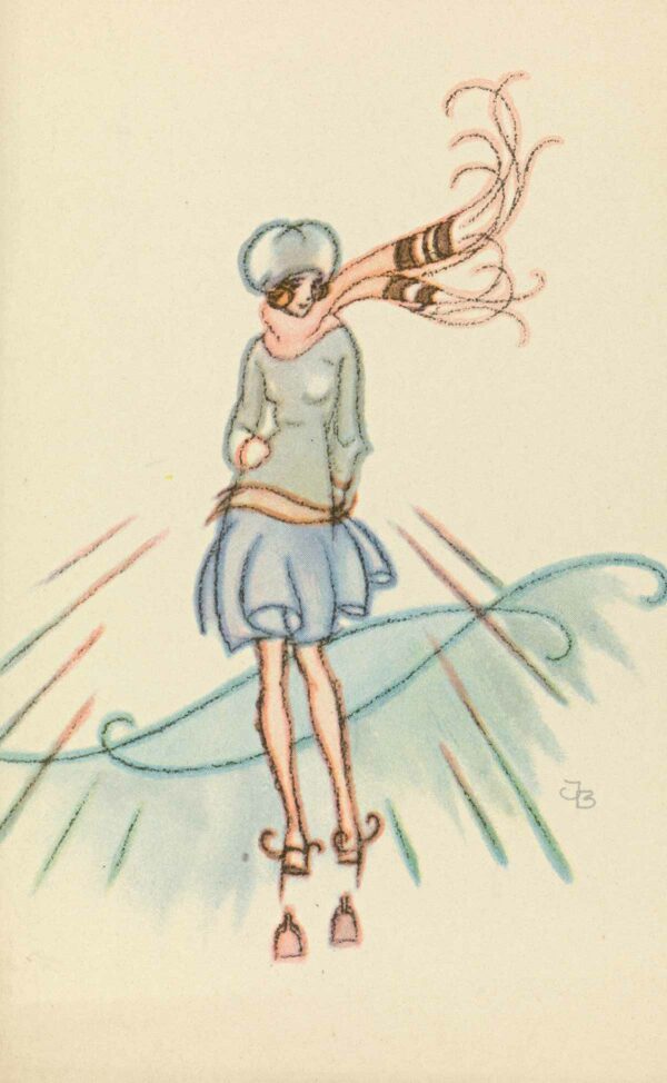 Skøyteløper. Illustrasjon av Johan Bull