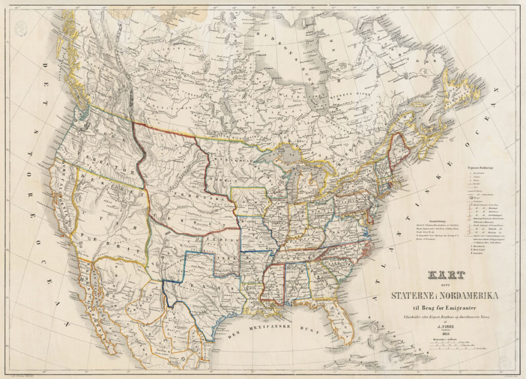 Kart over Nord-Amerika, 1853