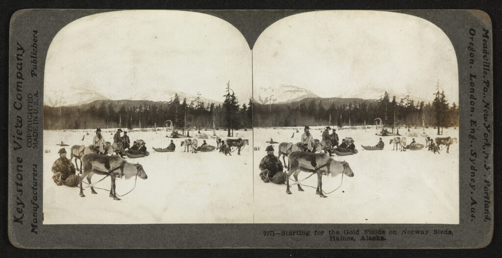 Stereografi. Starting for the Gold Fields on Norway Sleds