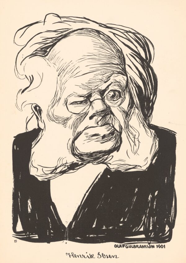 Henrik Ibsen. Karikaturtegning av Olaf Gulbransson