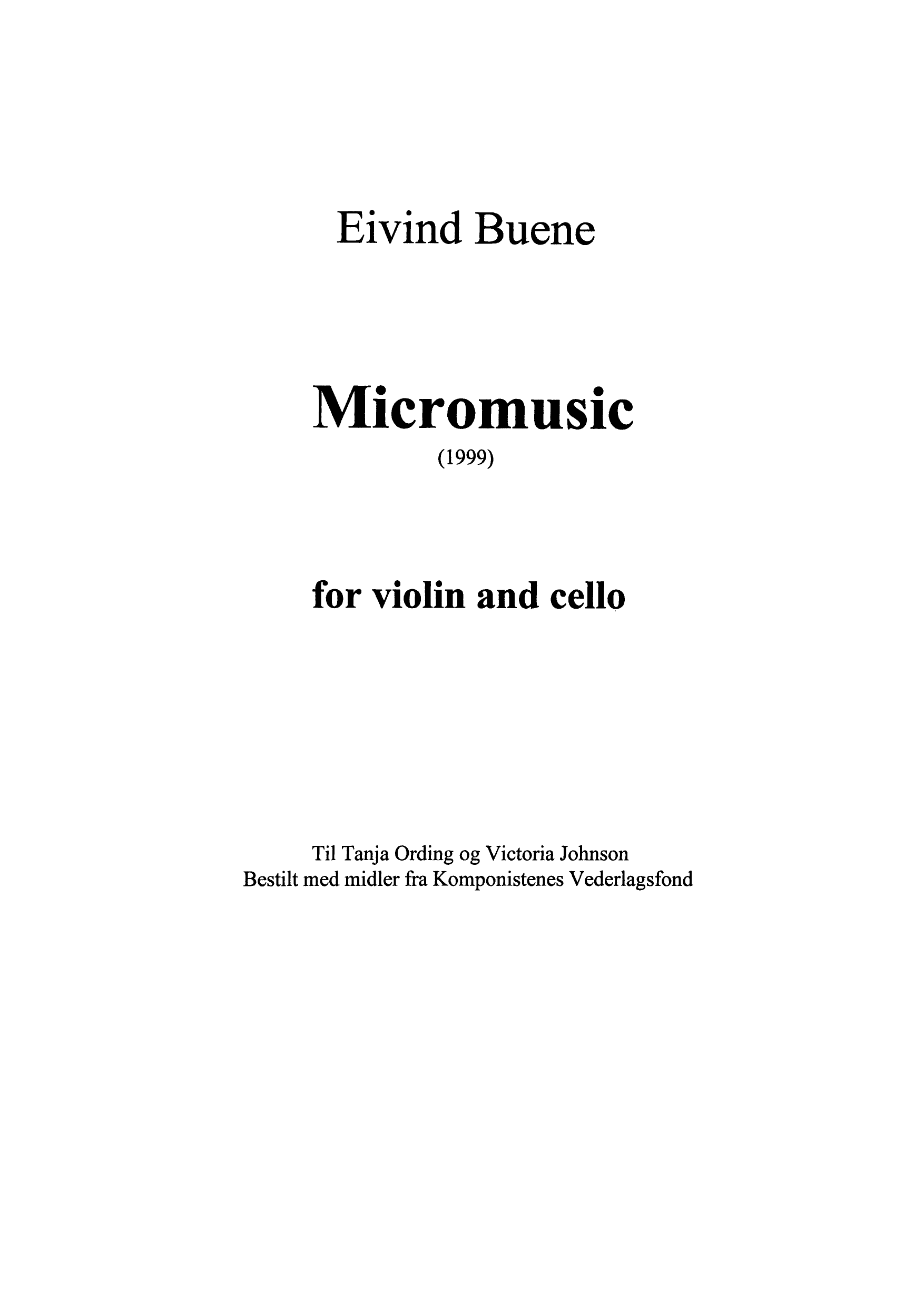 Micromusic - For Violin and Cello