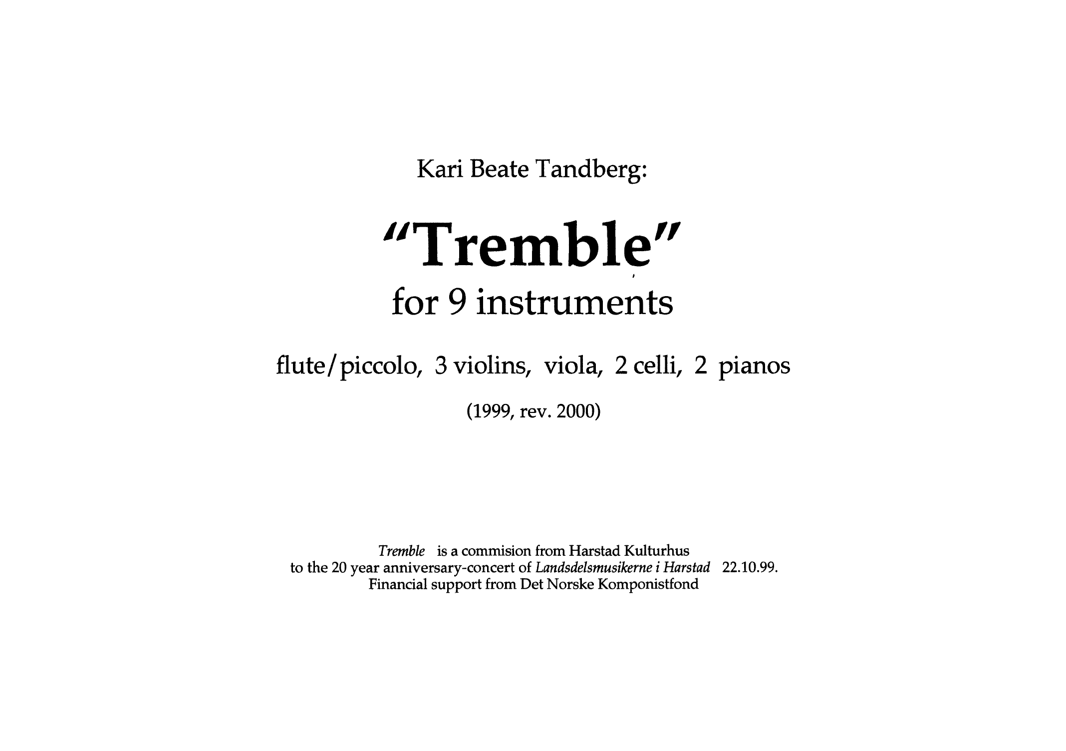 Tremble - For 9 Instruments