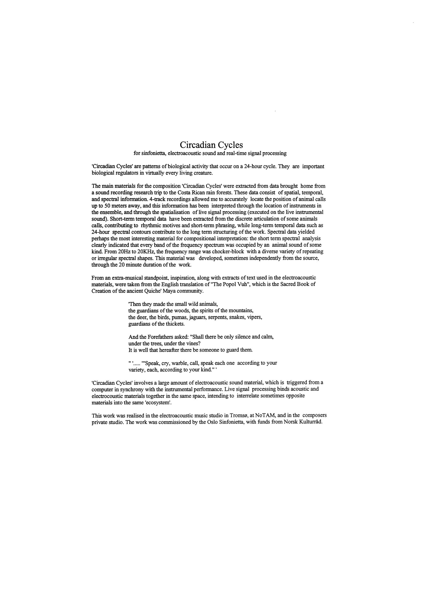 Circadian Cycles - For sinfonietta, electroacoustic sound and real-time signal processing - Image 2