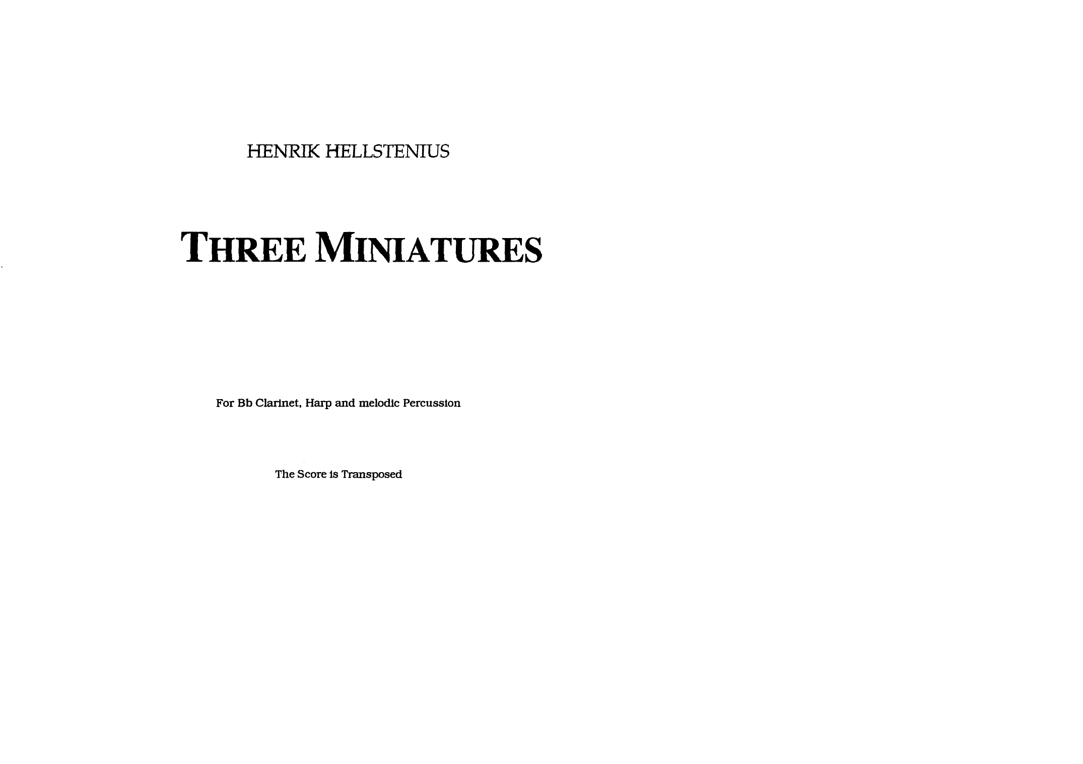 Three Miniatures - For Bb Clarinet, Harp and Melodic Percussion
