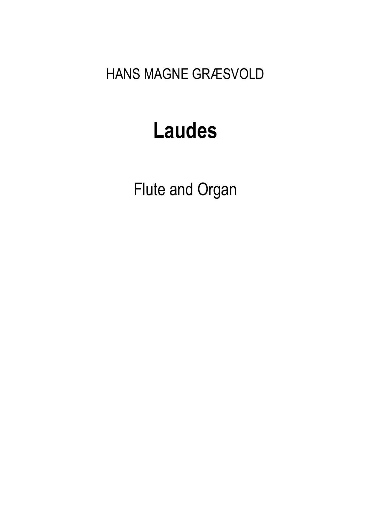 Laudes - For Flute and Organ