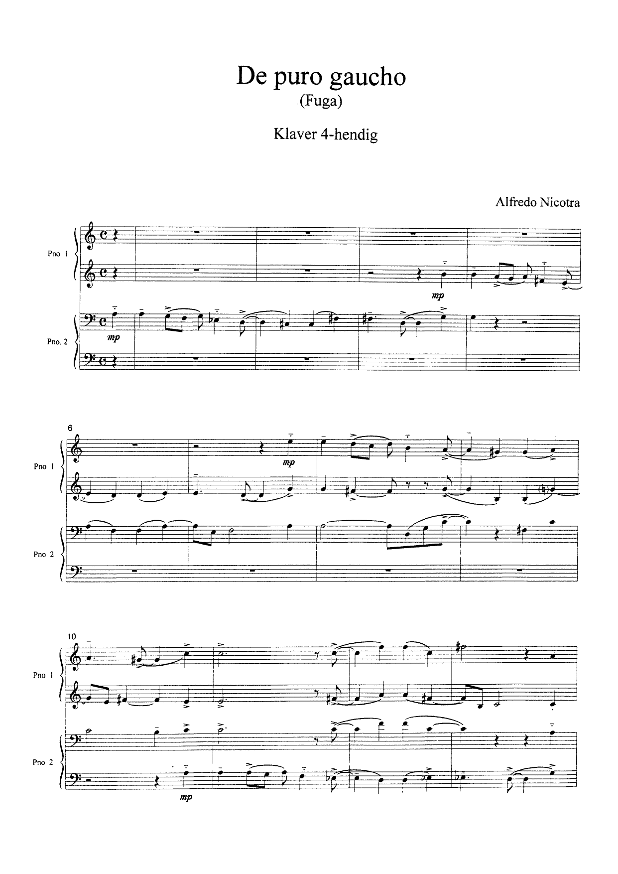 De puro gaucho - Klaver 4-hendig