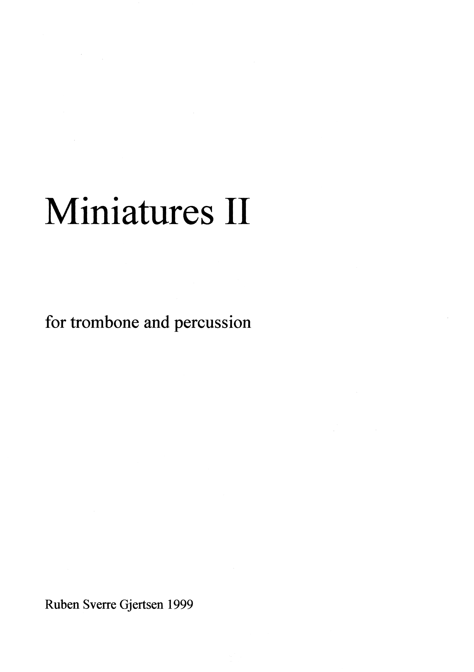 Miniatures II - For Trombone and Percusssion