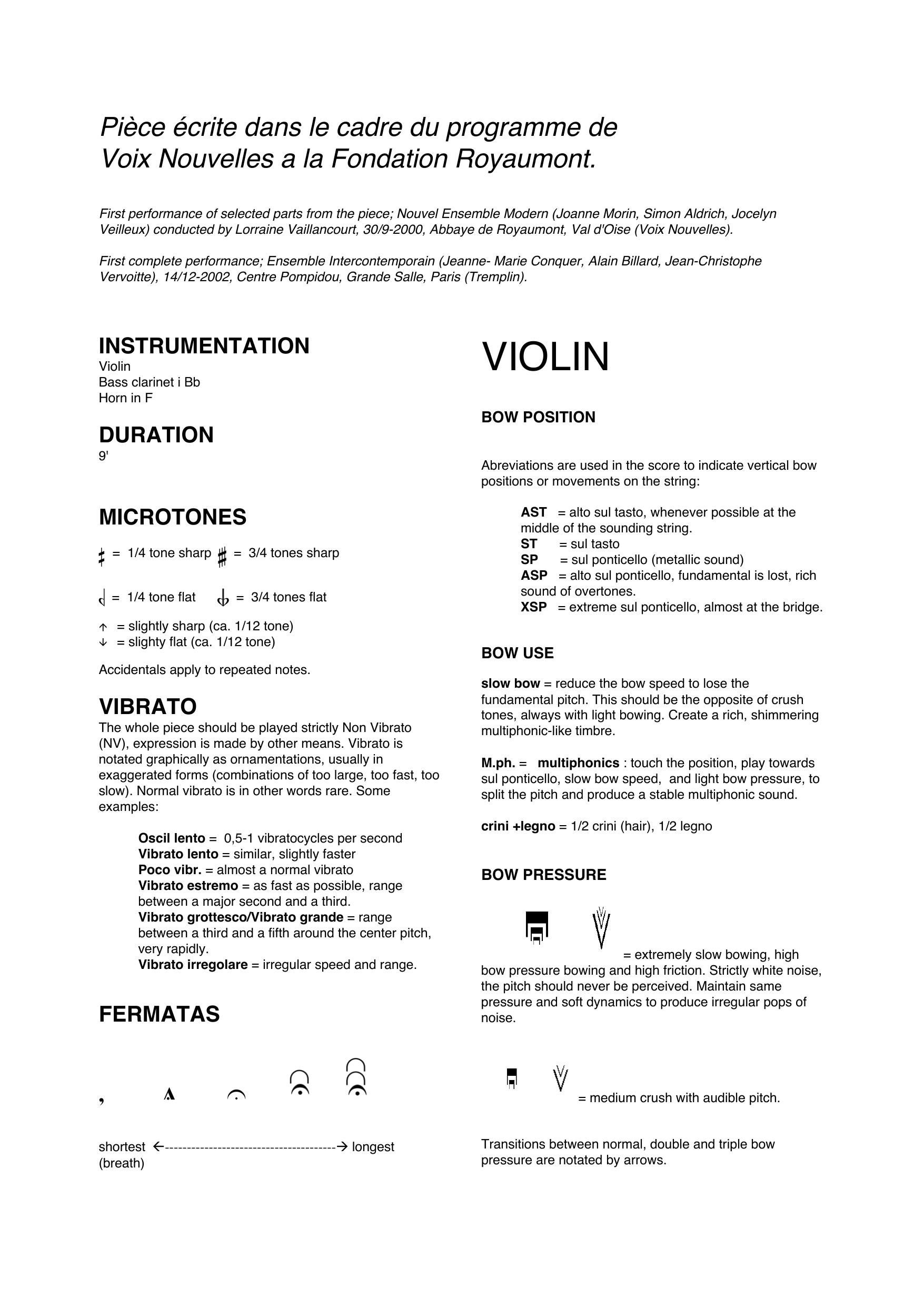 Contradiction - Pour violon, clarinette basse et cor <2000/ rev. 2009 - Image 2