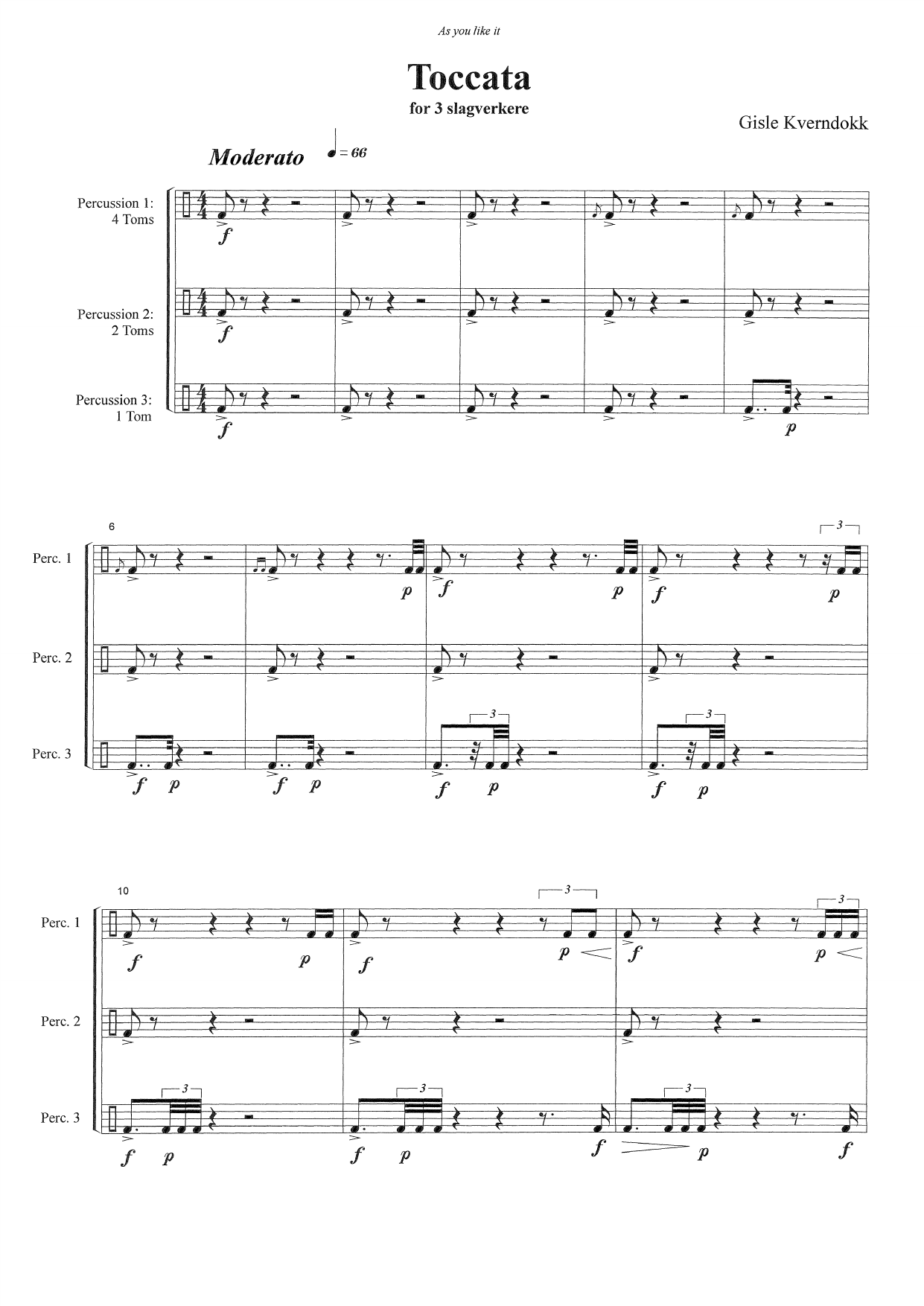 Toccata - For 3 slagverkere - Bilde 3