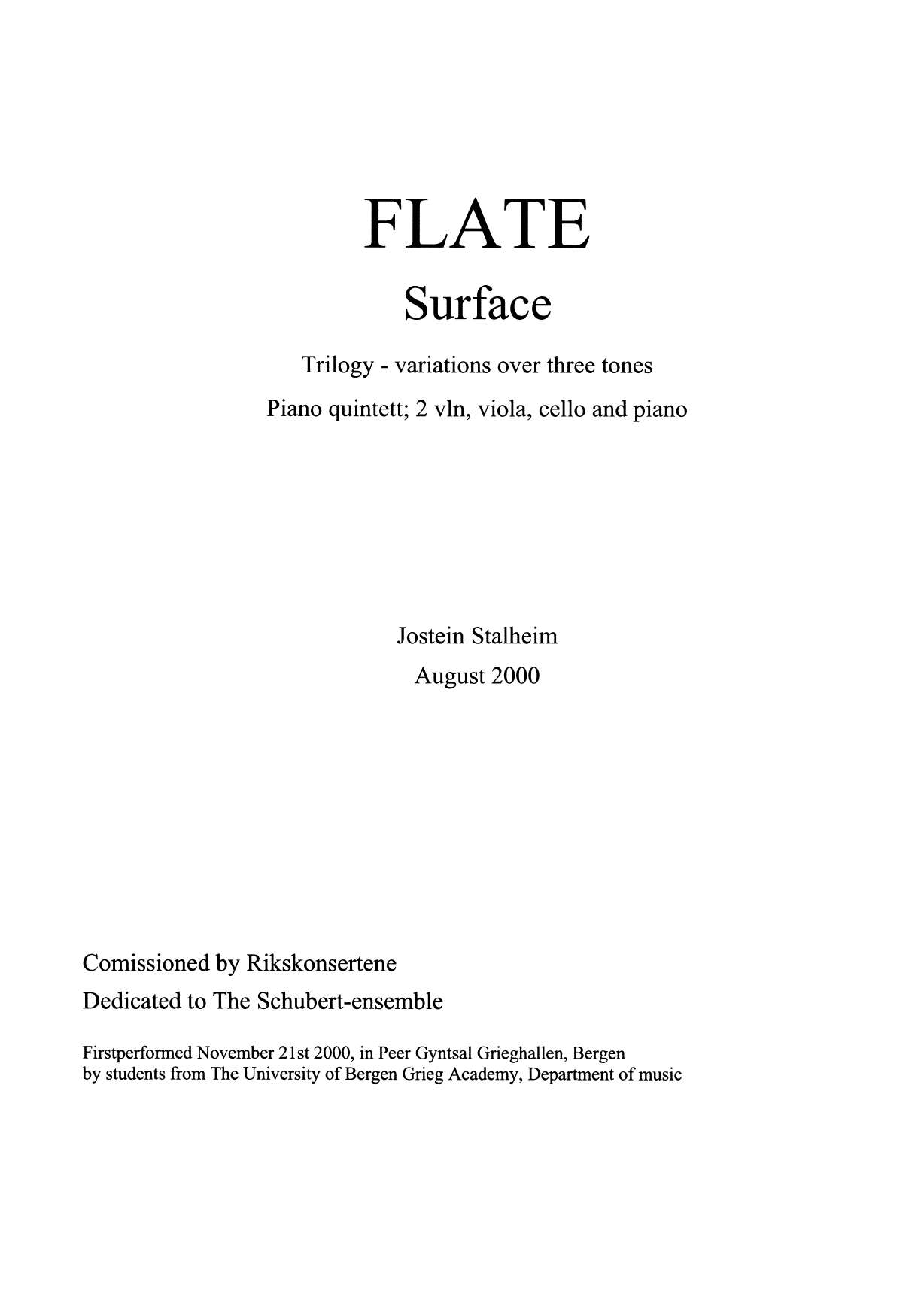Surface : Trilogy - Variations over Three Tones