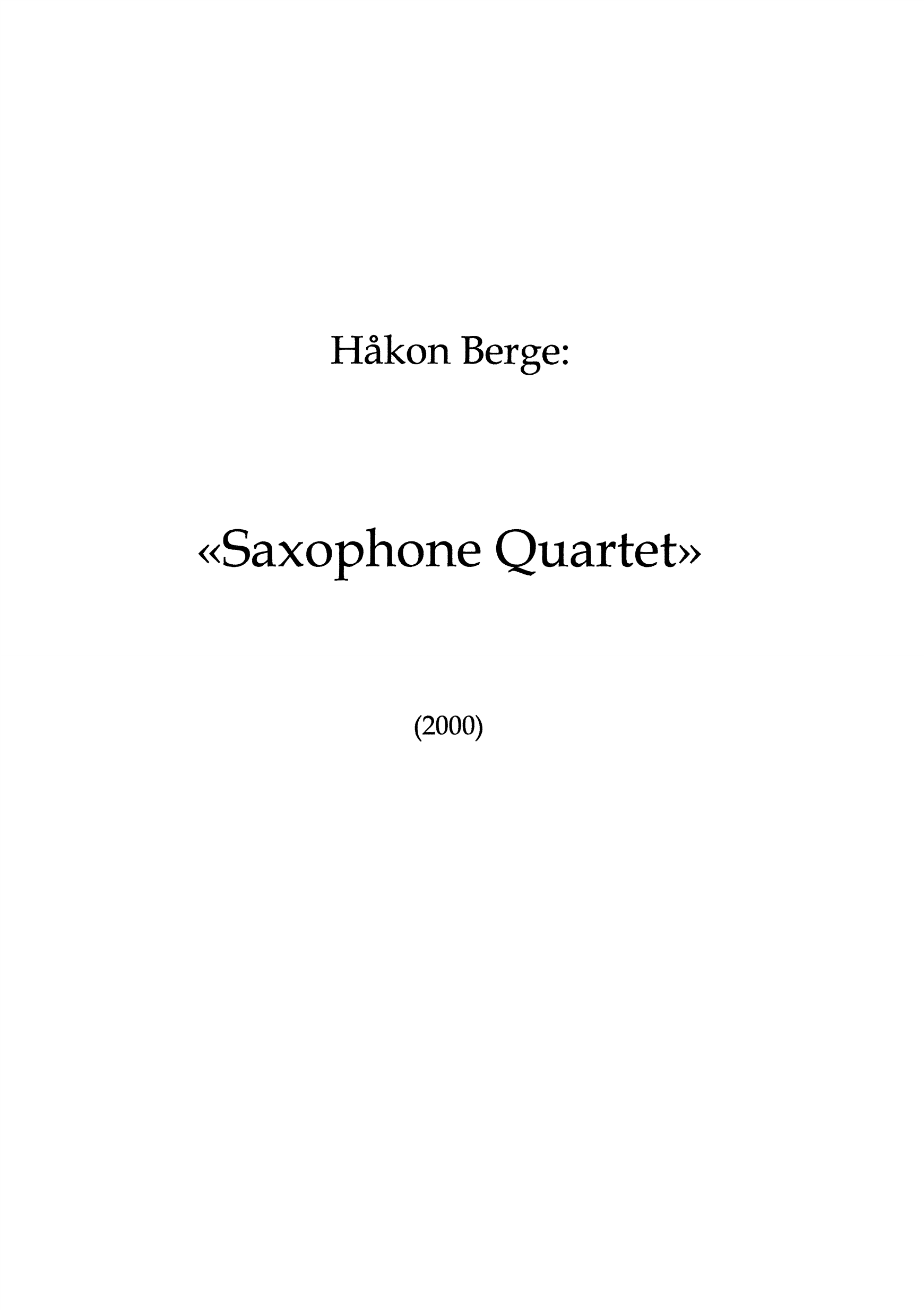 Saxophone Quartet