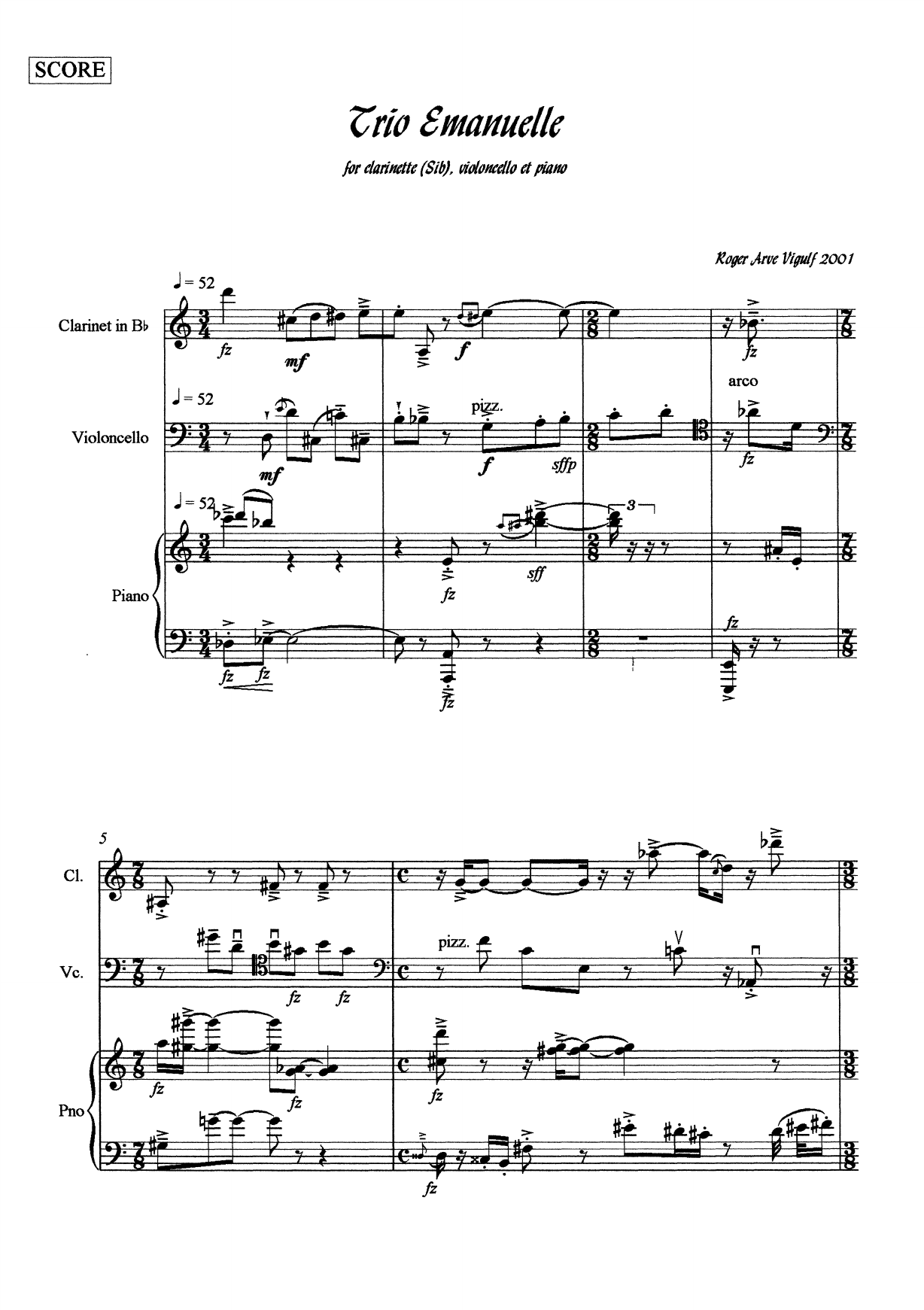 Trio Emanuelle - For Clarinet, Violoncello and Piano - Bilde 3