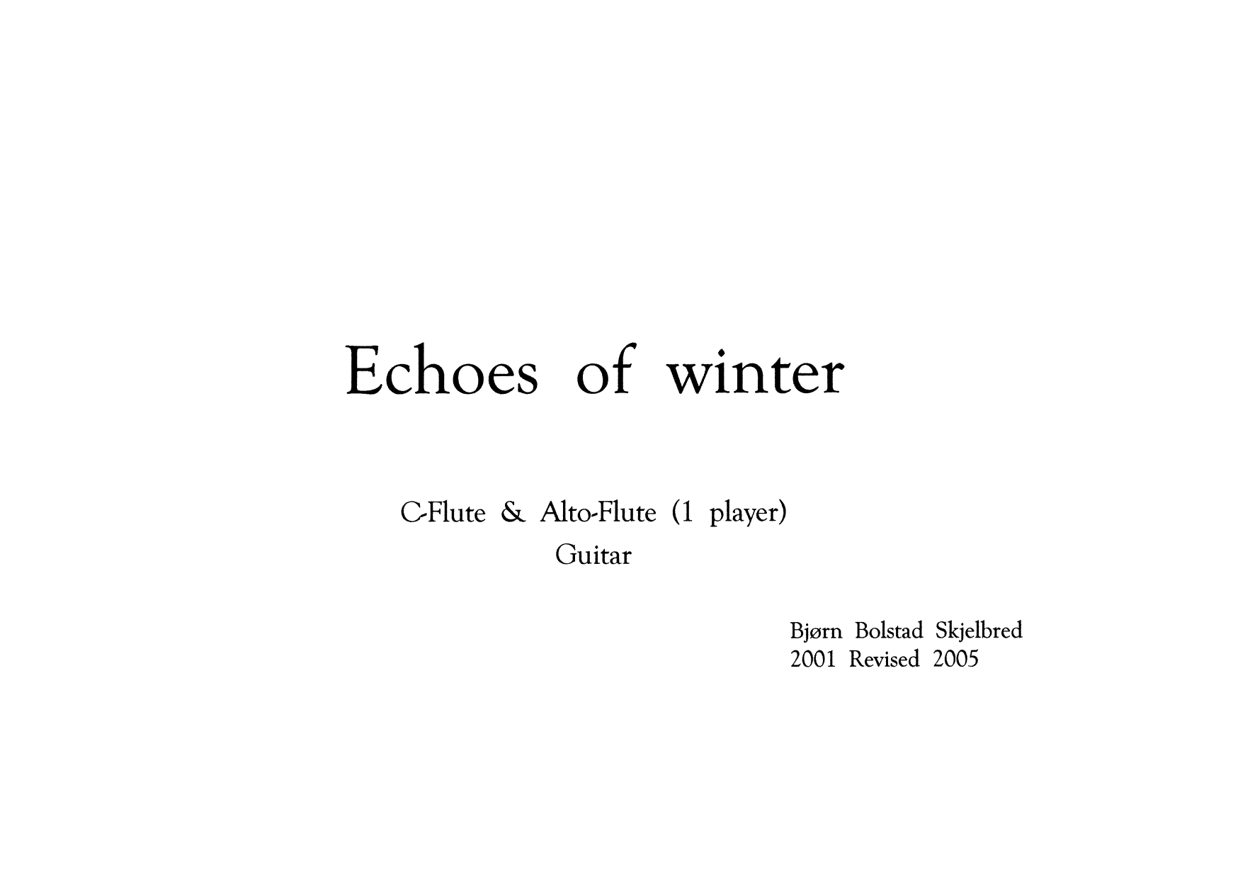 Echoes of Winter - For flute/alto flute and guitar