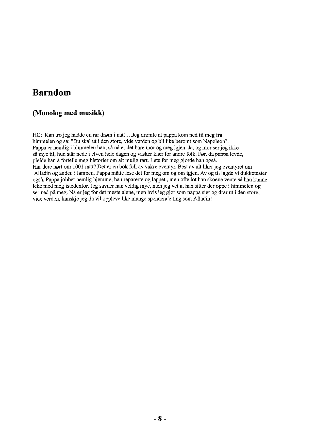 I eventyret - Et mini-musikkspill om H.C. Andersen for to sangere og en musiker - Bilde 8