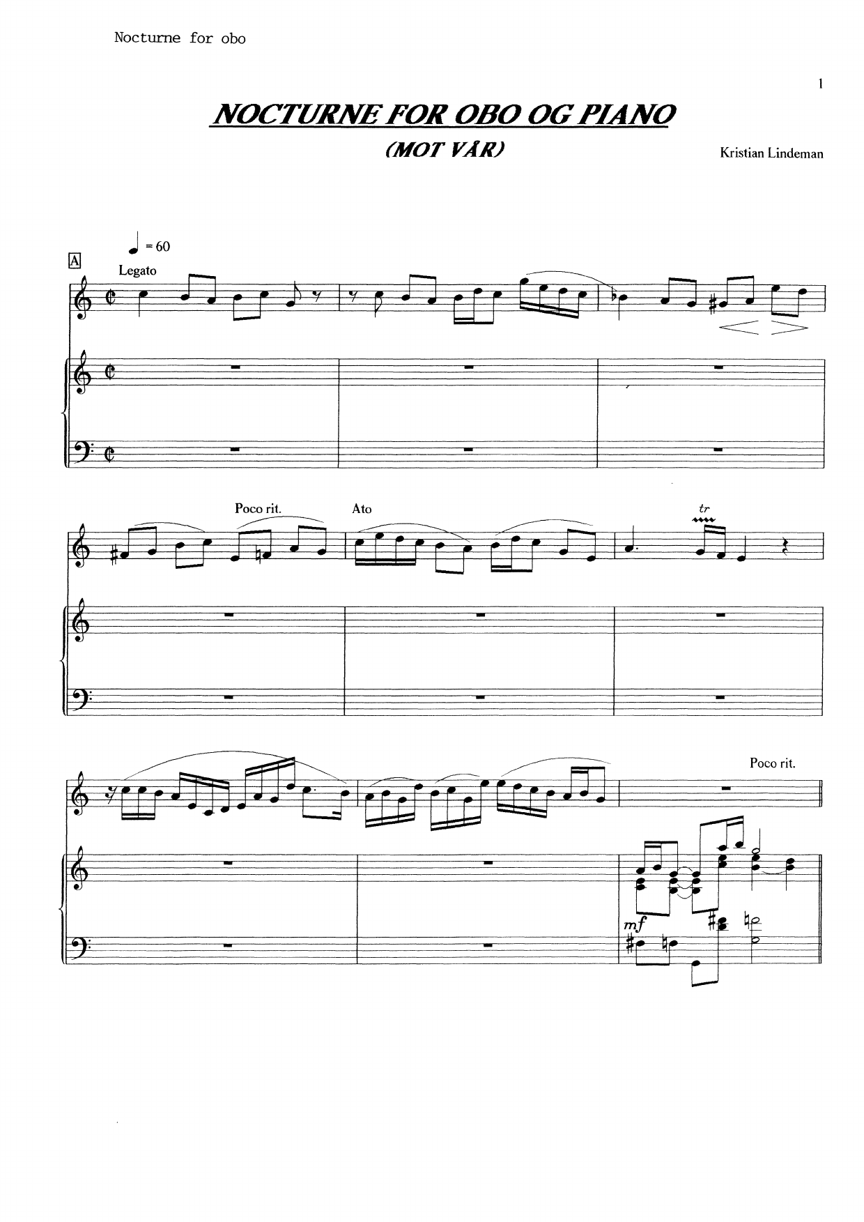 Nocturne - For obo og piano - Bilde 5