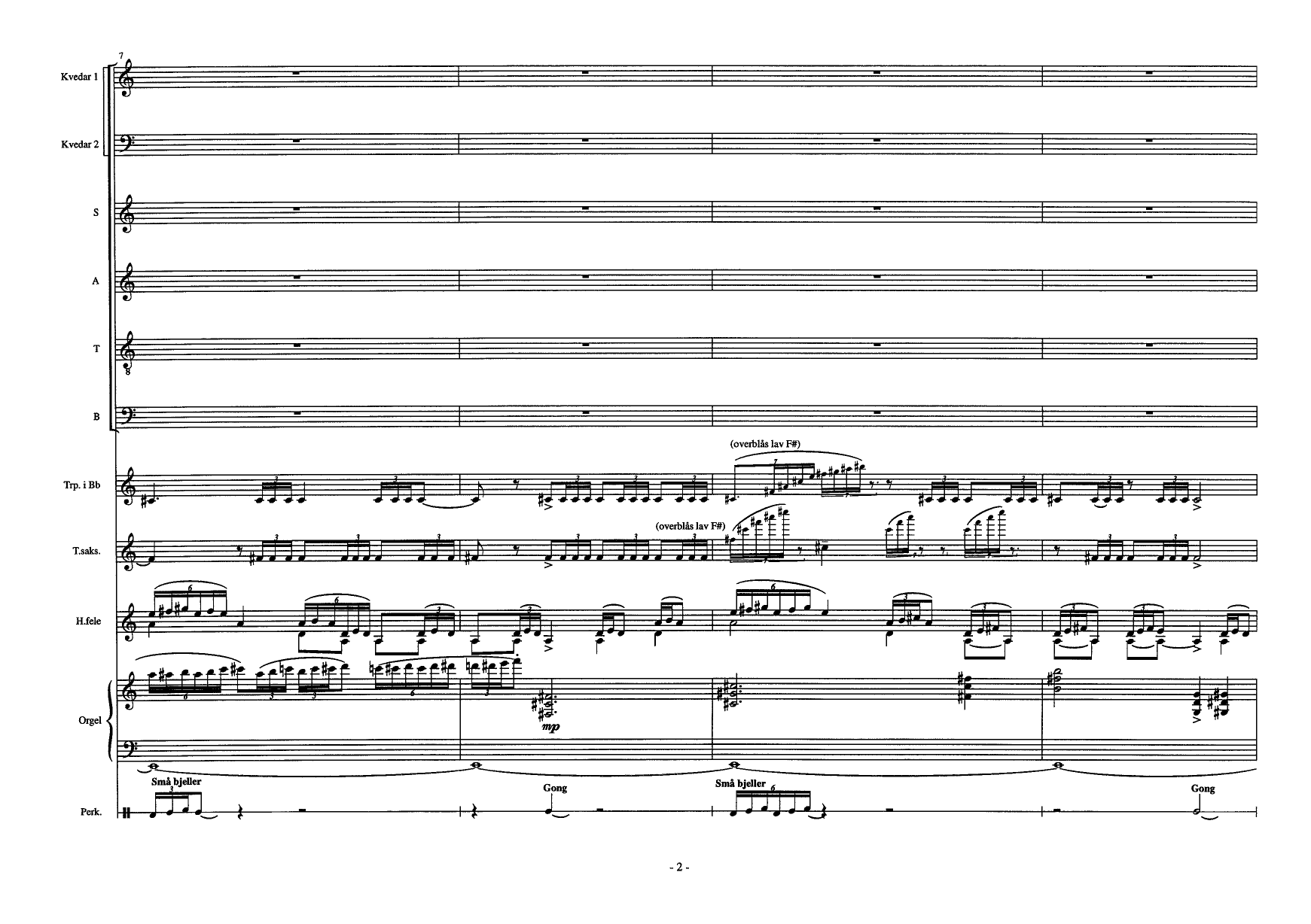 Haugesongar - For 2 kvedarar, blanda kor, trompet i Bb, tenorsaksofon, hardingfela, trøorgel, perkusjon - Bilde 4