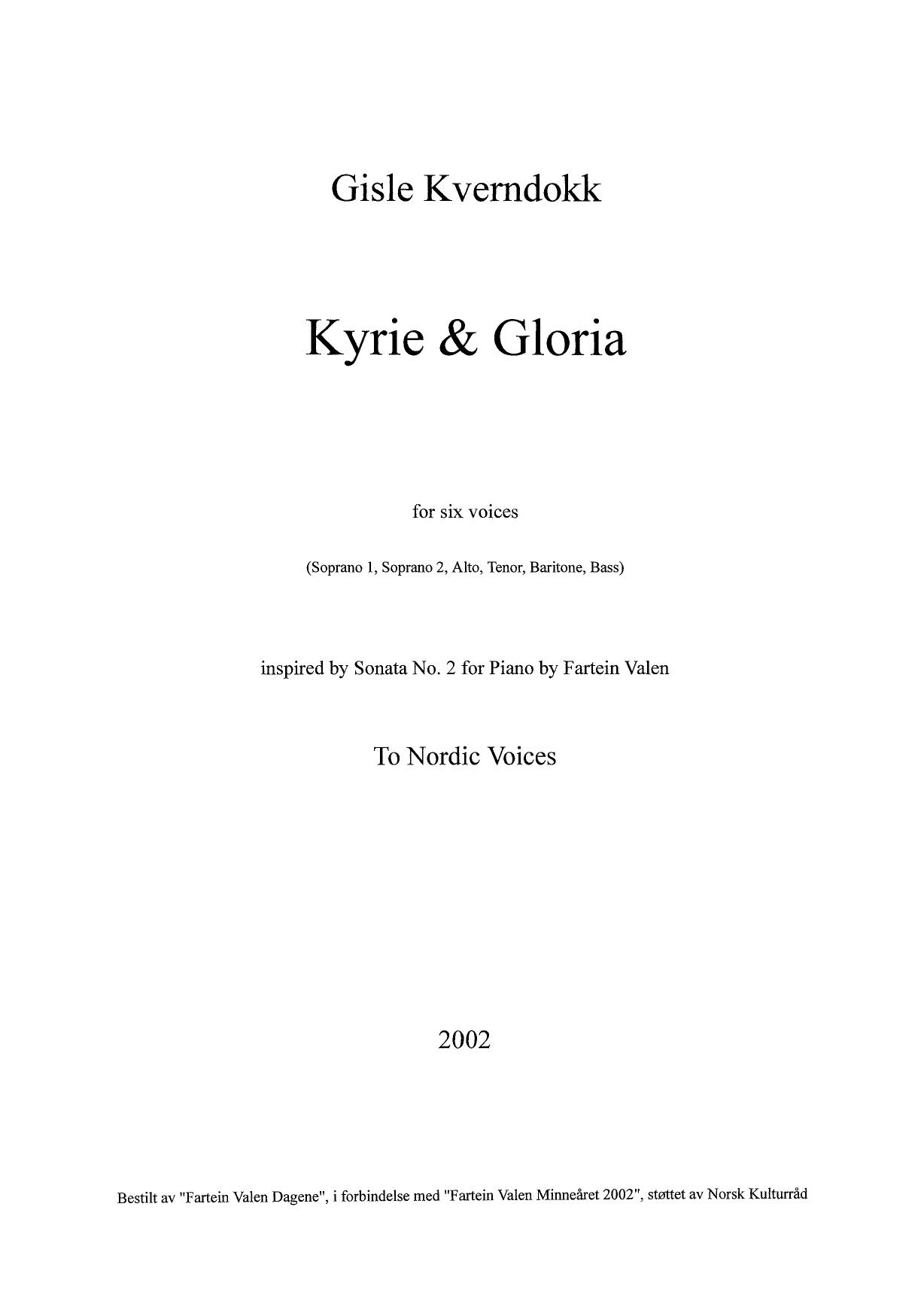 Kyrie & Gloria - For six voices