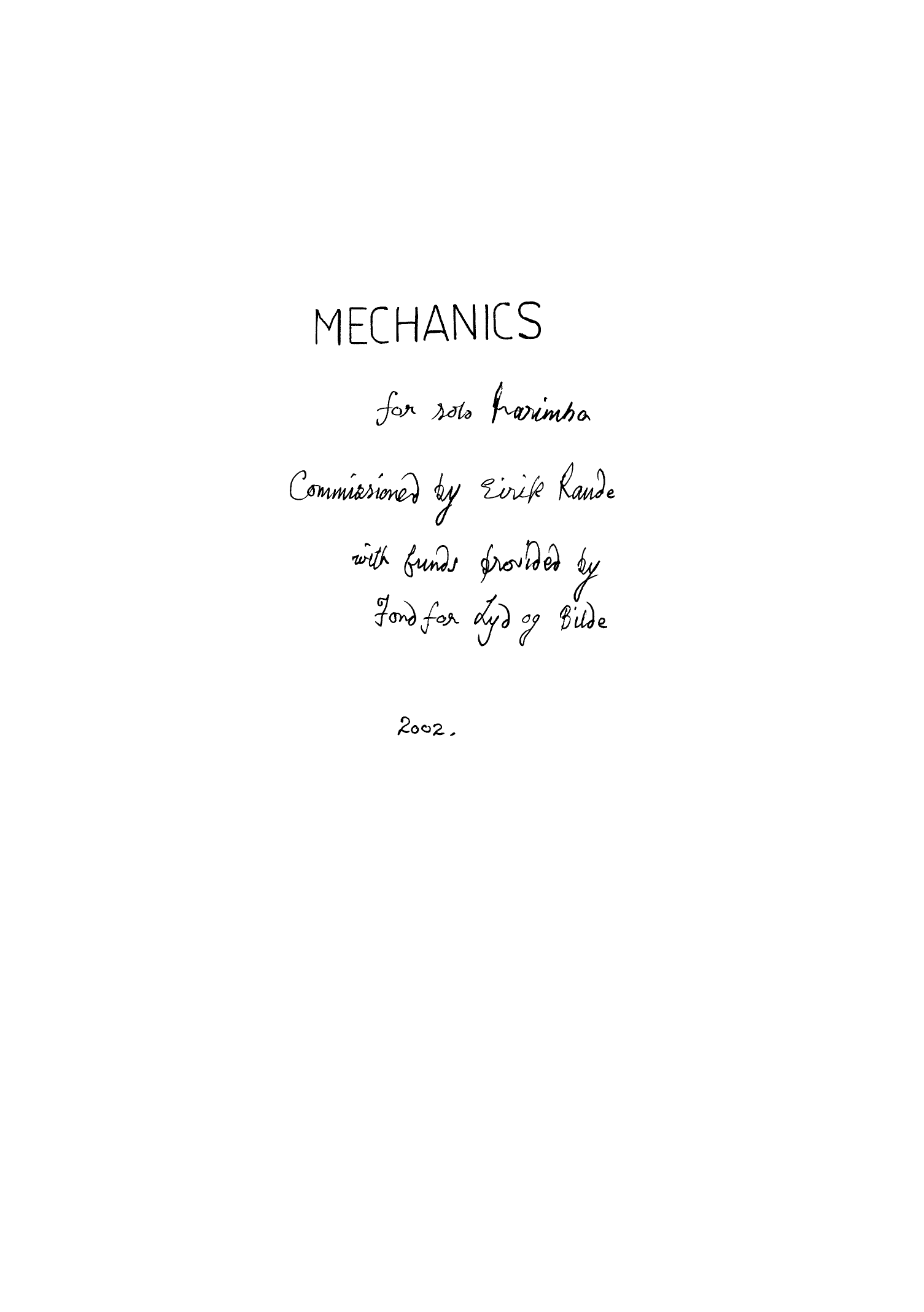 Mechanics - For Solo Marimba