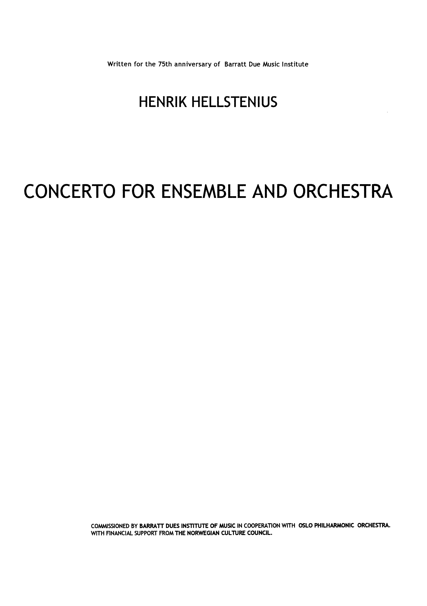 Concerto for Ensemble and Orchestra