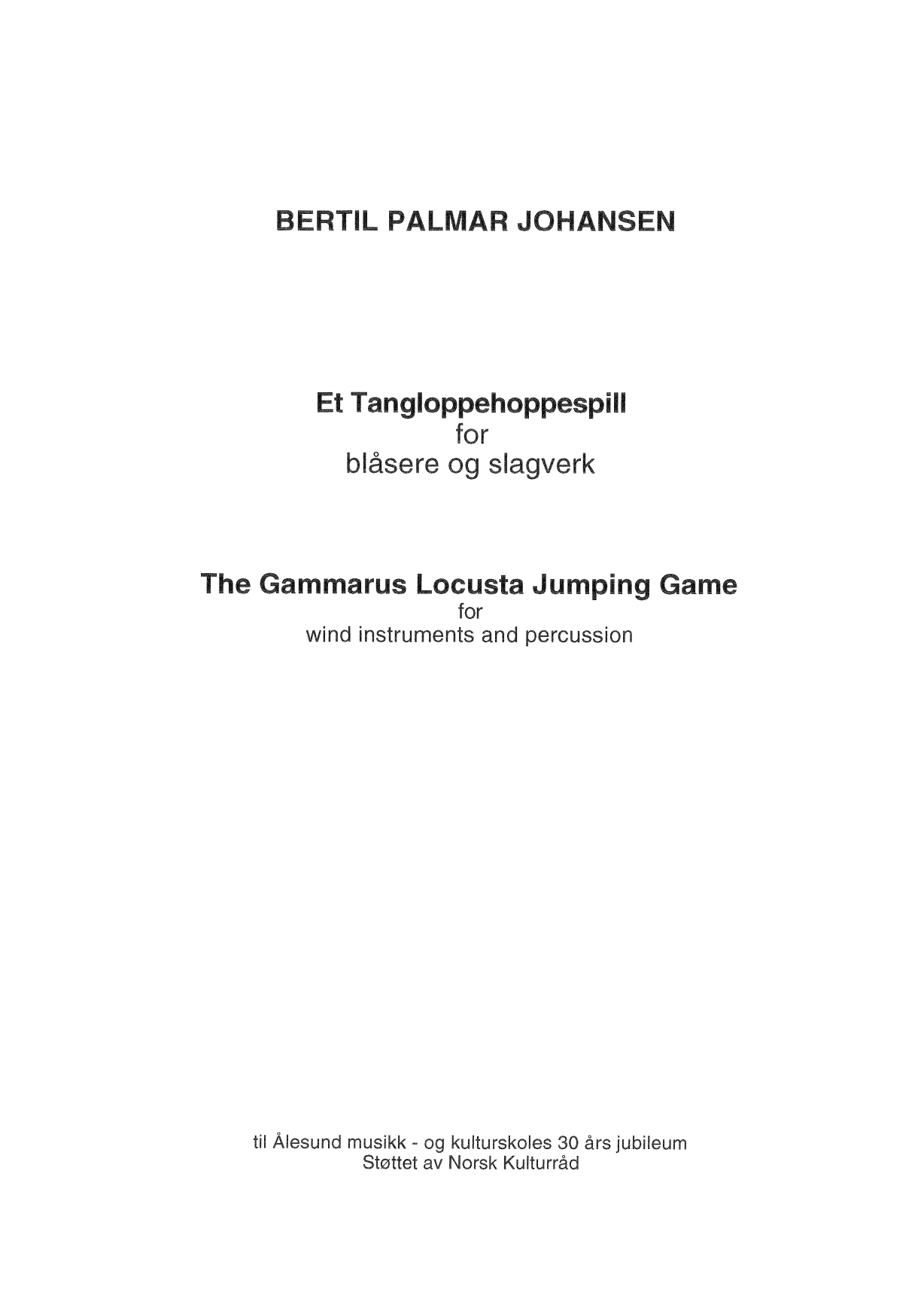 Et tangloppehoppespill - For blåsere og slagverk