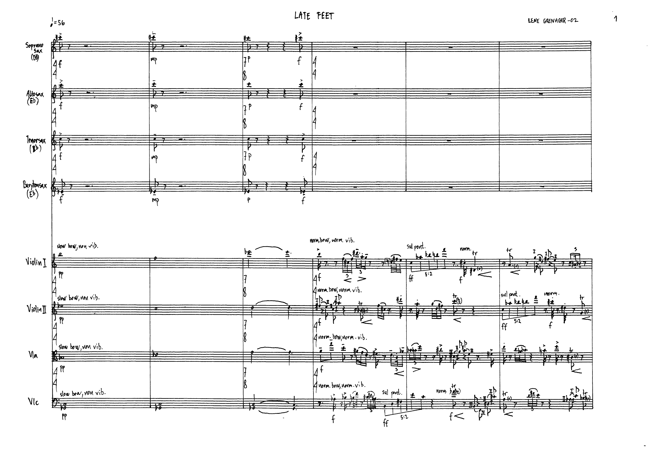 Late Feet - For String Quartet and Saxophone Quartet - Bilde 3