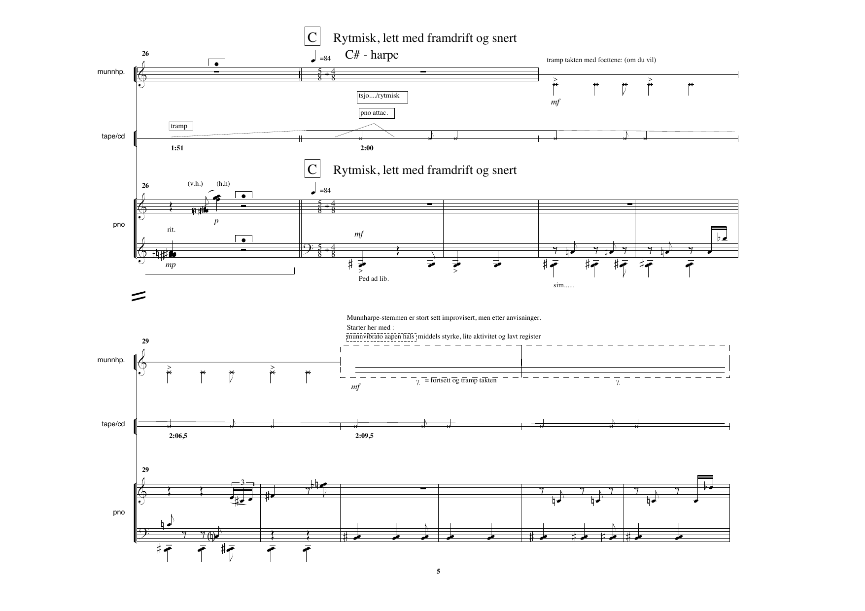 Hrynhent - For munnharpe/kvedar, klaver og elektronikk - Bilde 6