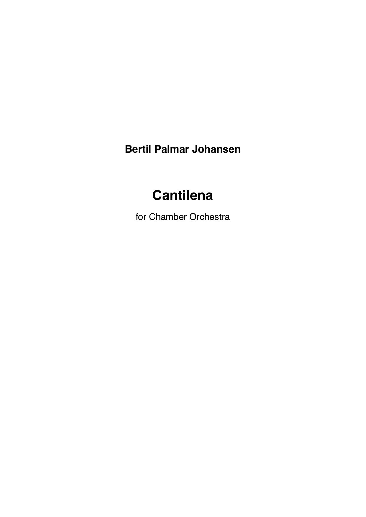 Cantilena - For Chamber Orchestra