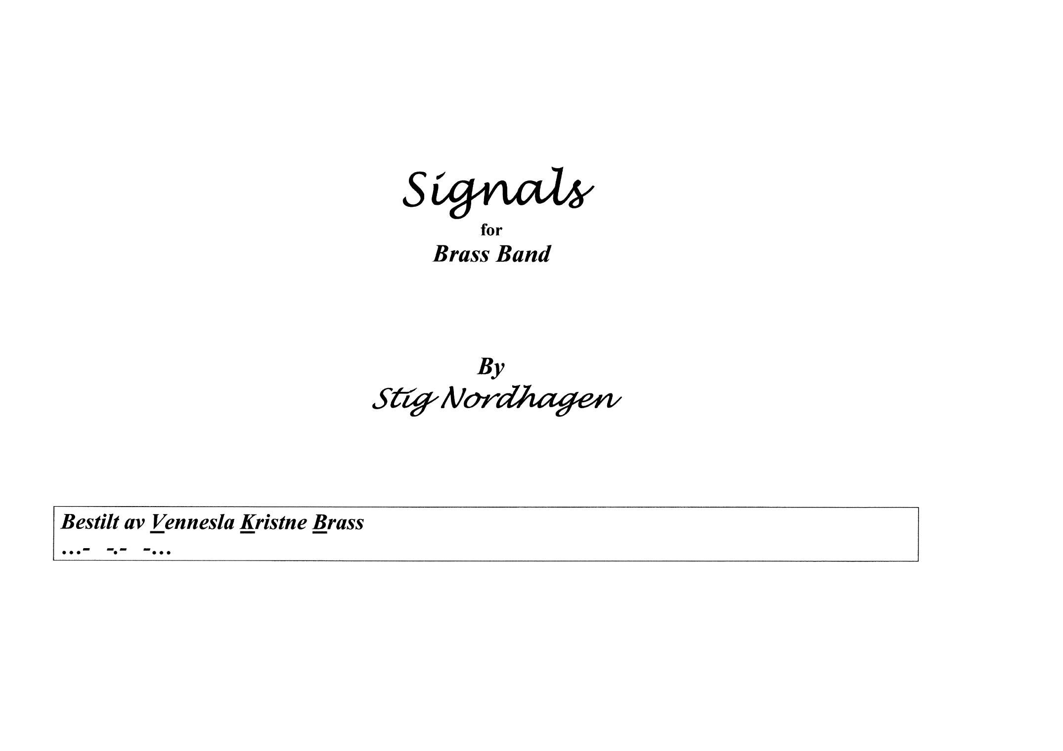 Signals - For Brass Band