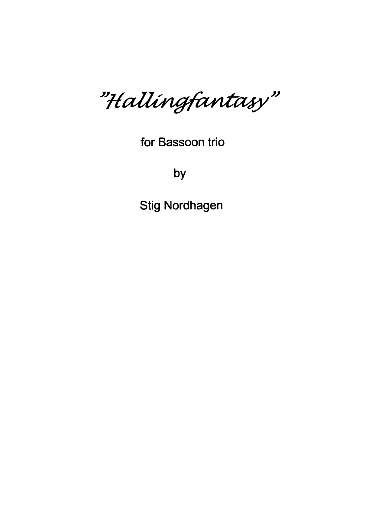 Hallingfantasy - For Bassoon Trio