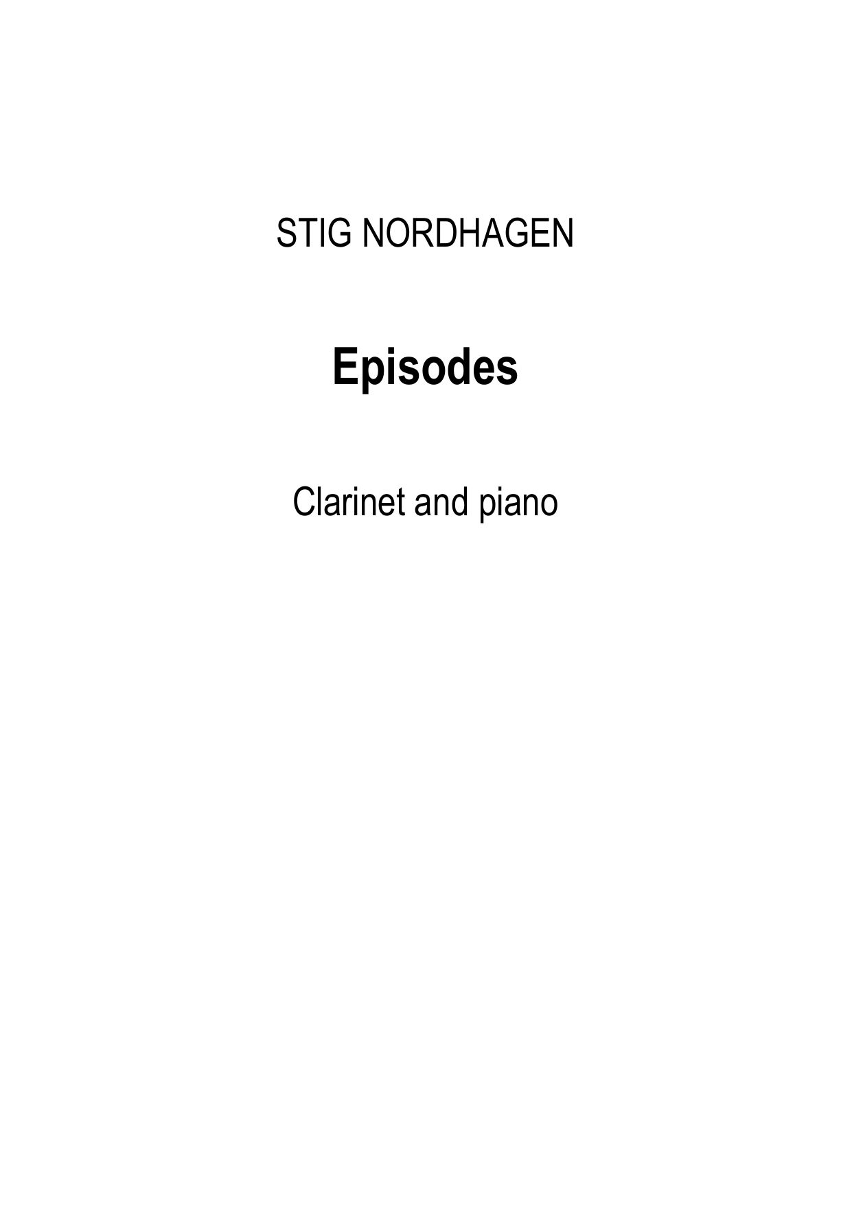 Episodes - Fantasy for Clarinet and Piano