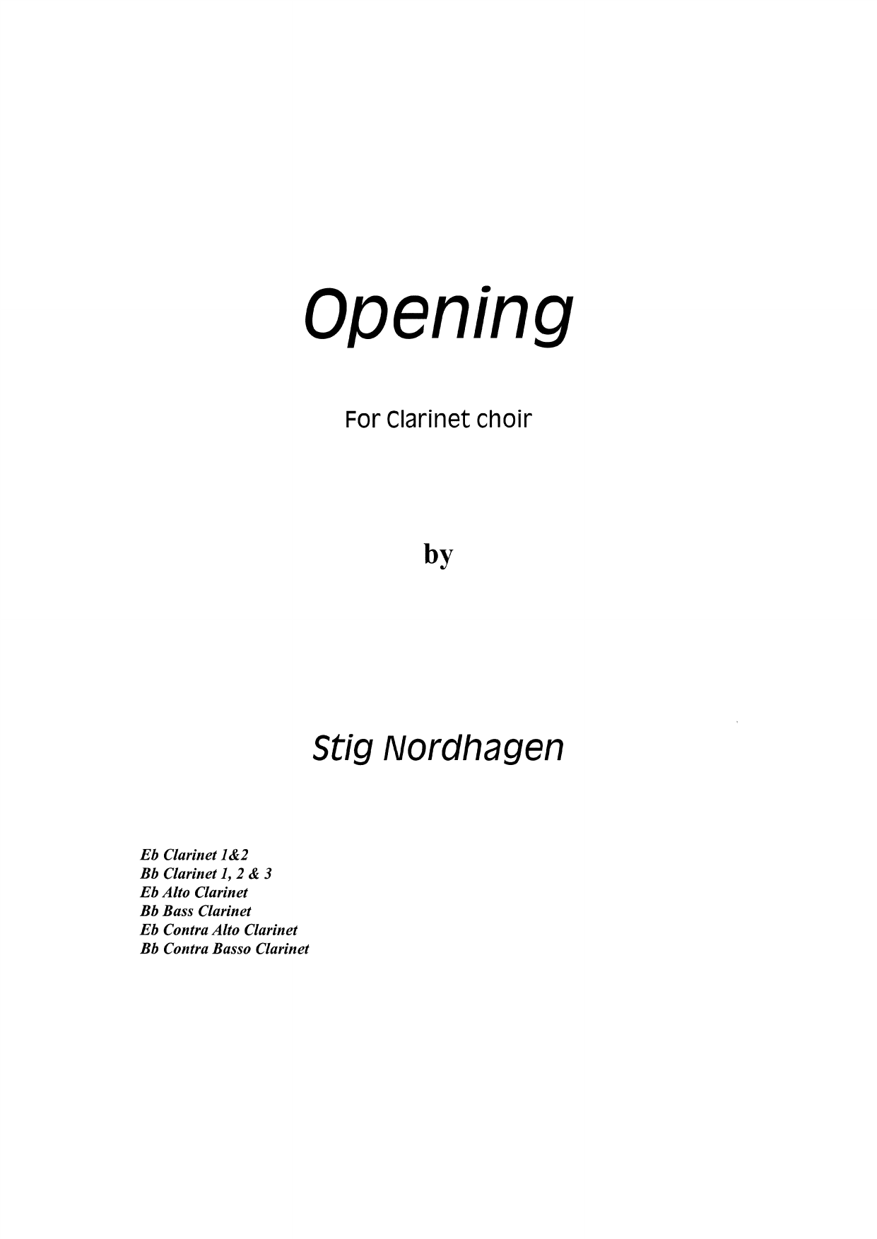 Opening - For Clarinet Choir