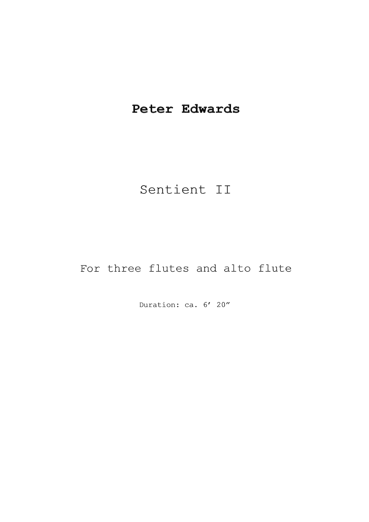Sentient II - For three flutes and alto flute