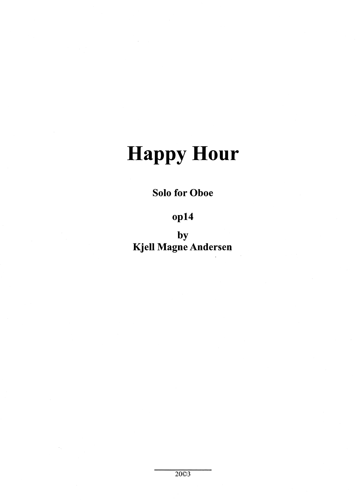 Happy Hour - Solo for Oboe, Op. 14