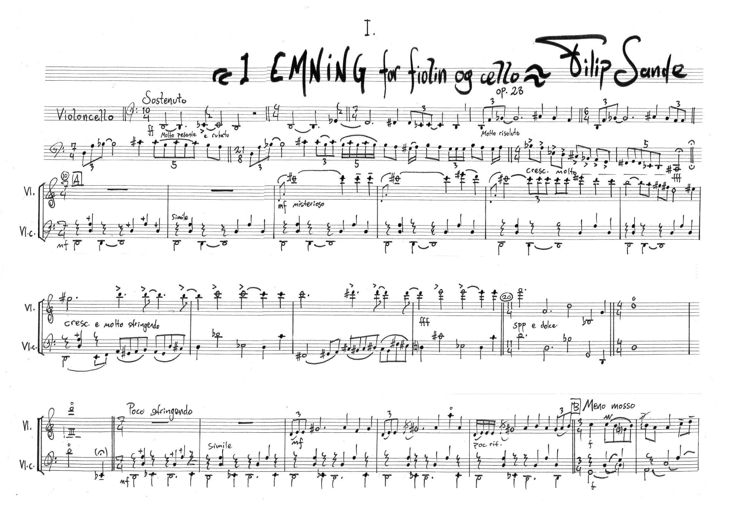 I emning - For fiolin og cello