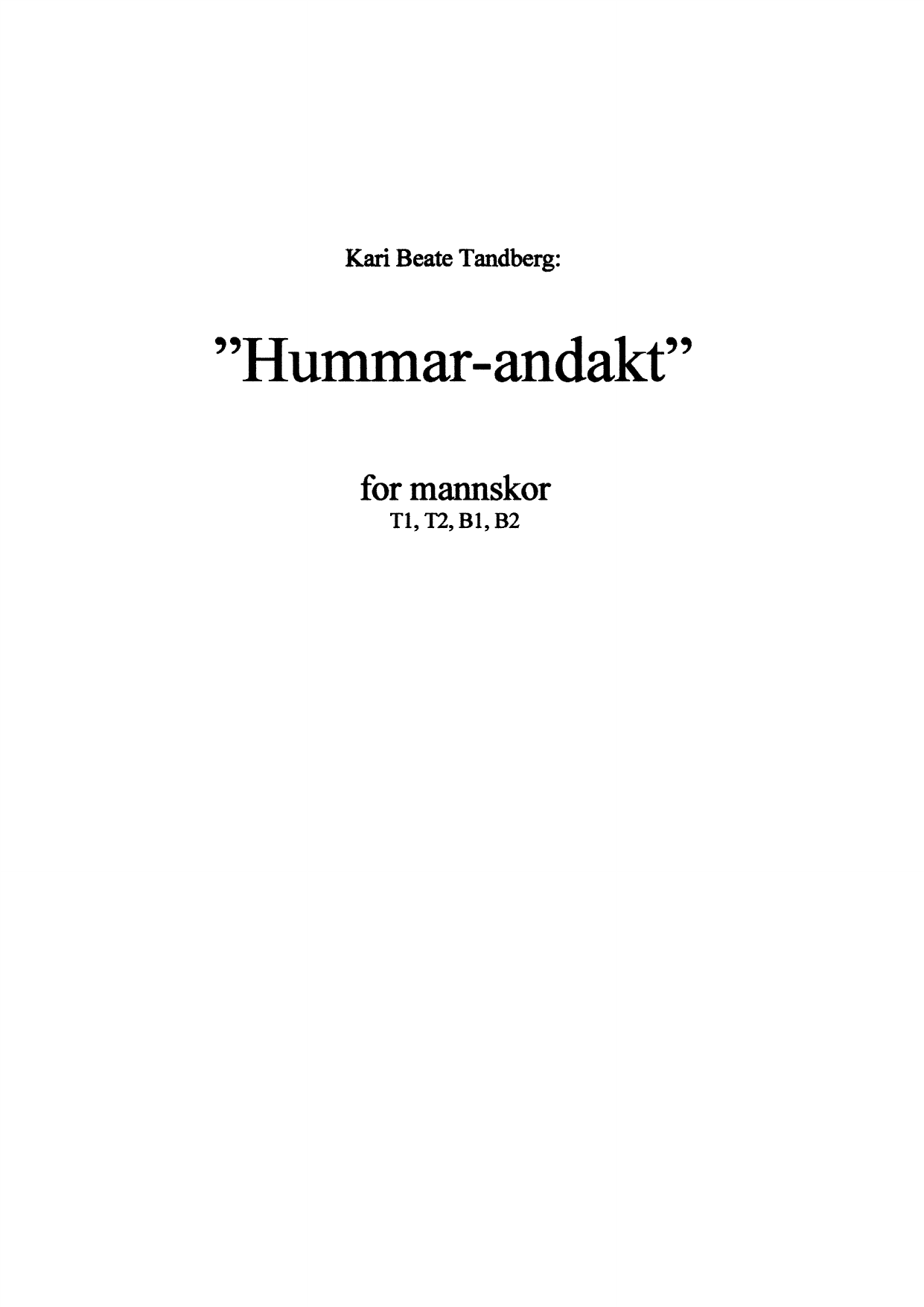 Hummar-andakt - For mannskor