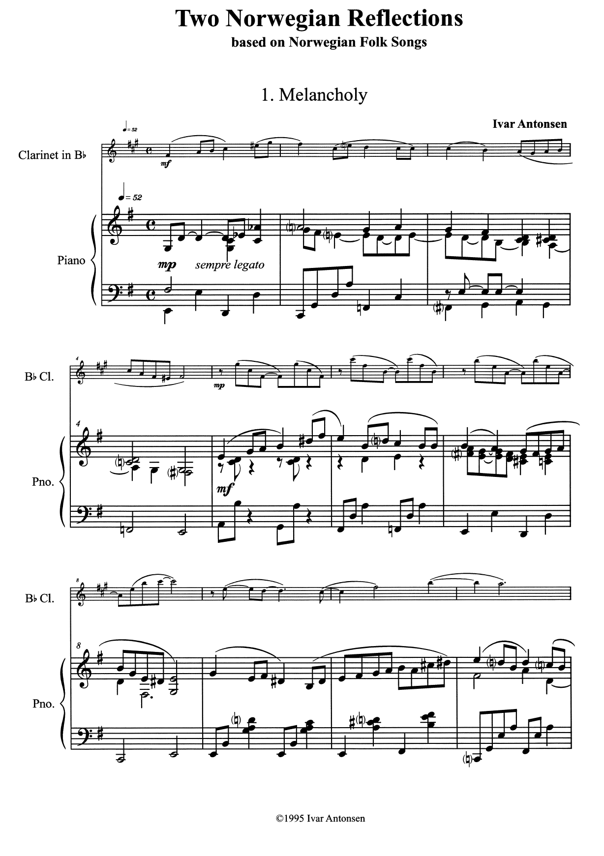 Two Norwegian Reflections - Based on Norwegian Folk Songs