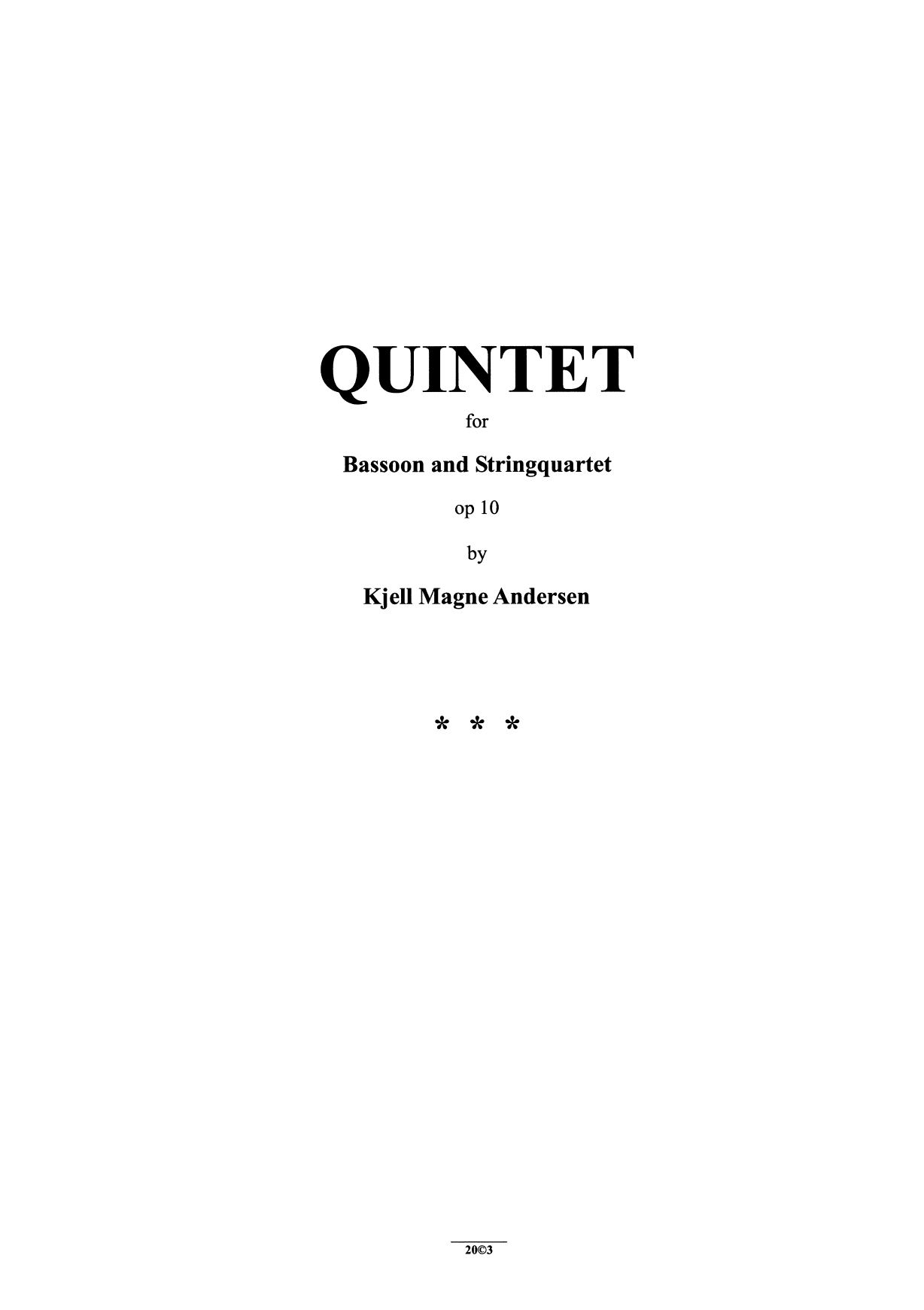 Quintet for Bassoon and String Quartet, Op. 10