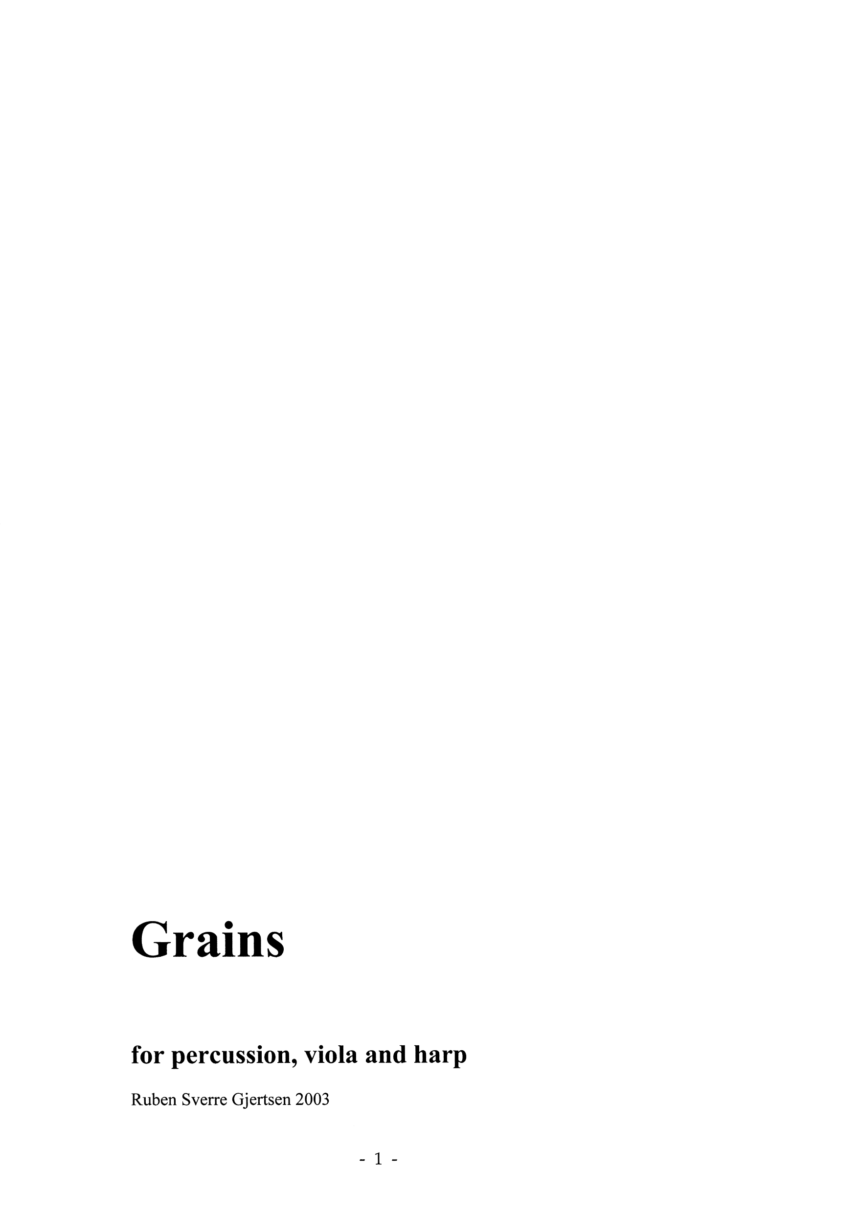 Grains - For percussion, viola and harp