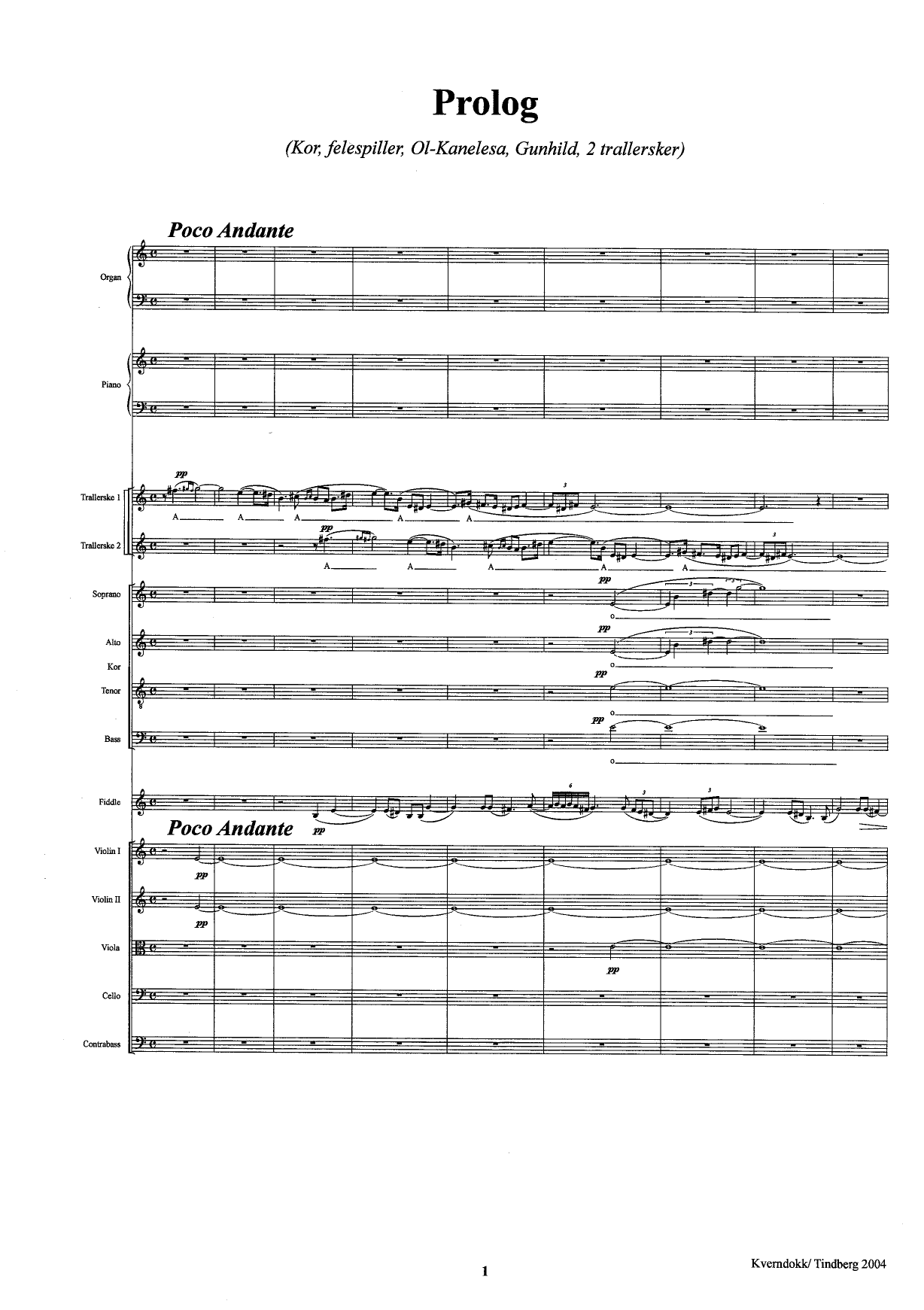 Scener fra "Den fjerde nattevakt" - For mezzosopran, baryton, bassbaryton, 2 sopraner, kor, flatfele, orgel og strykeorkester - Bilde 3
