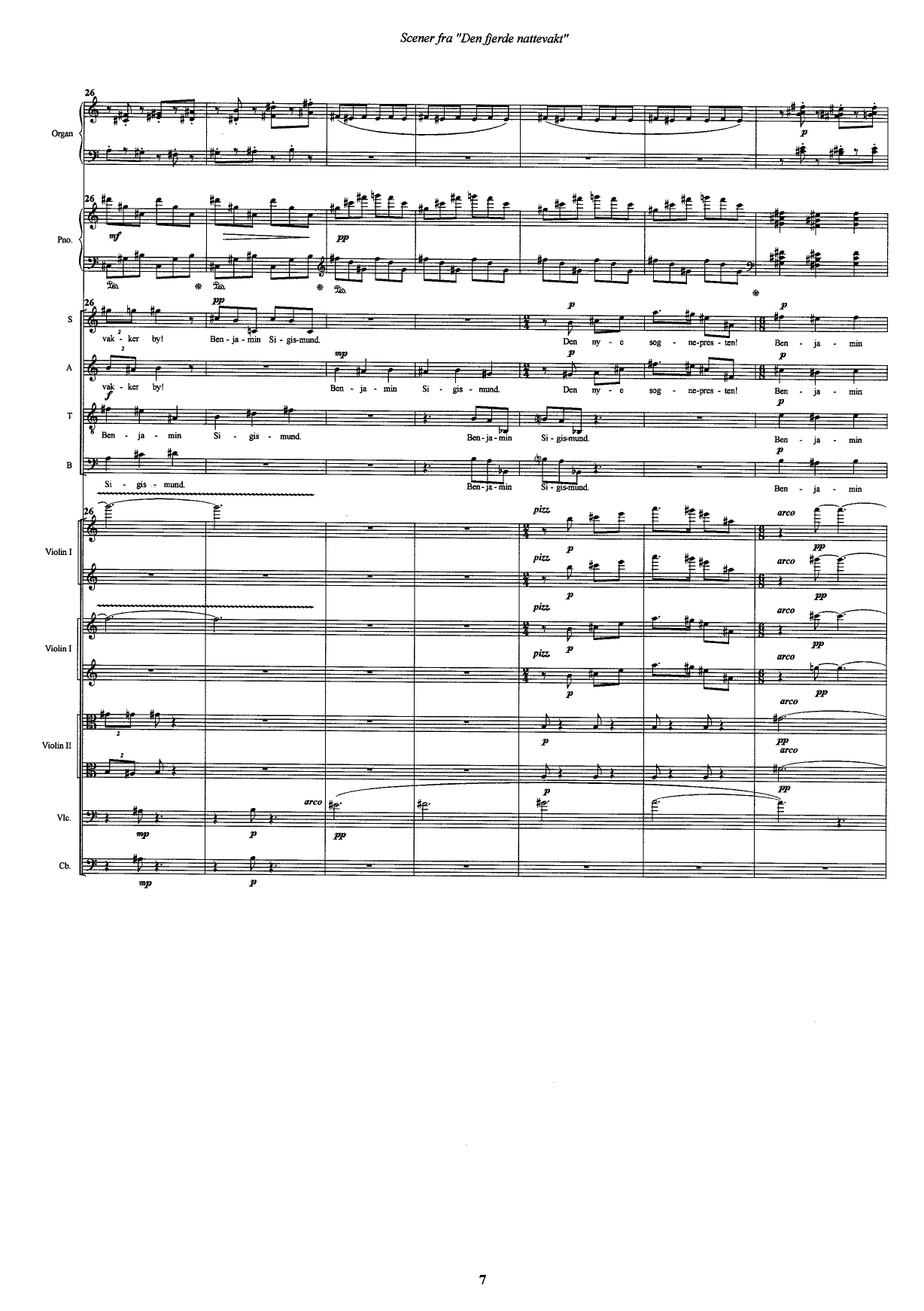 Scener fra "Den fjerde nattevakt" - For mezzosopran, baryton, bassbaryton, 2 sopraner, kor, flatfele, orgel og strykeorkester - Bilde 9