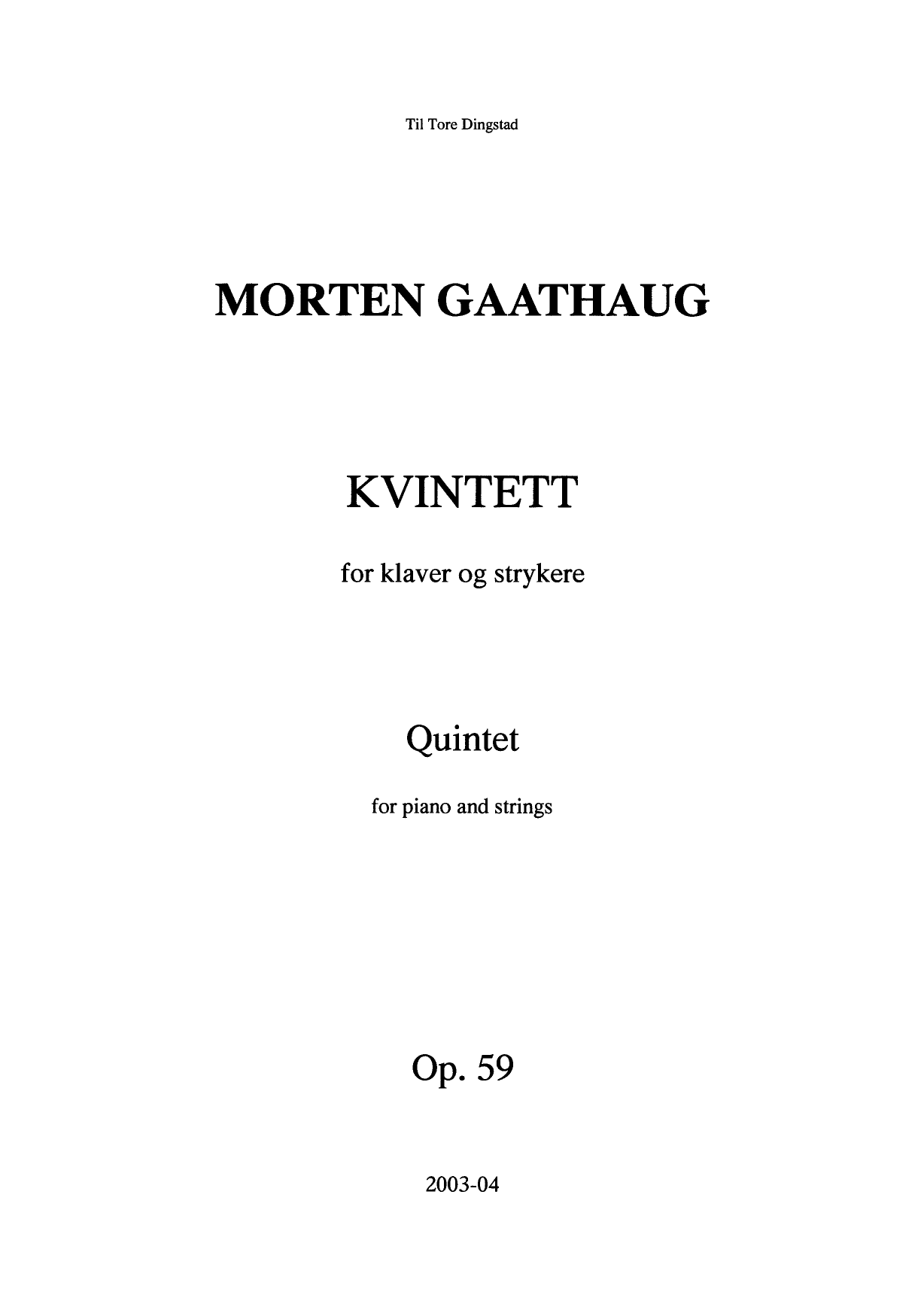 Quintet for Piano and Strings, Op. 59