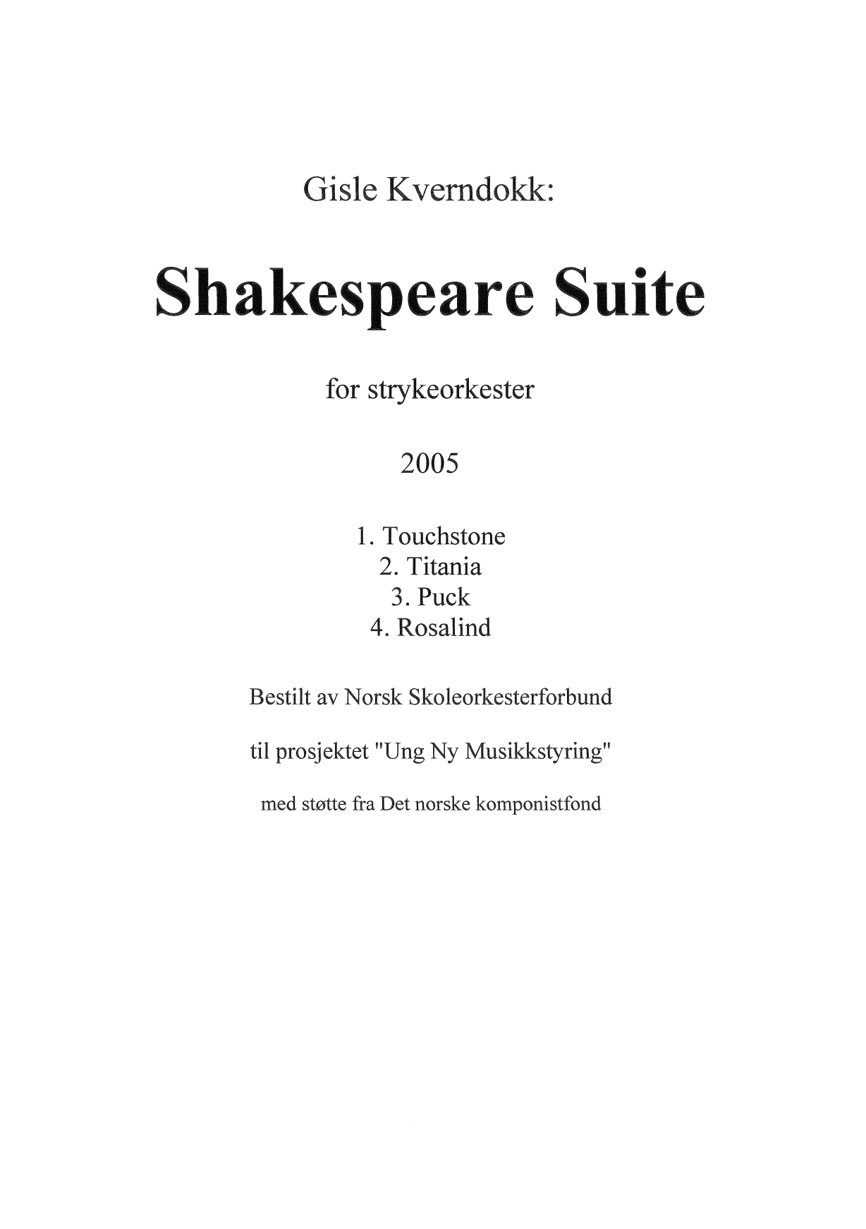 Shakespeare Suite - For strykeorkester