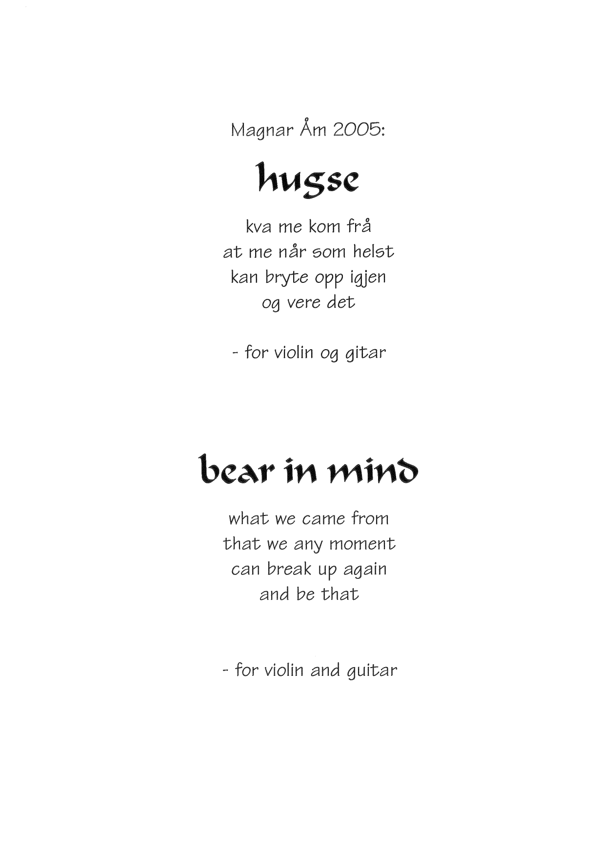 bear in mind - what we came from that we any moment can break up again and be that : for violin and guitar - Image 3