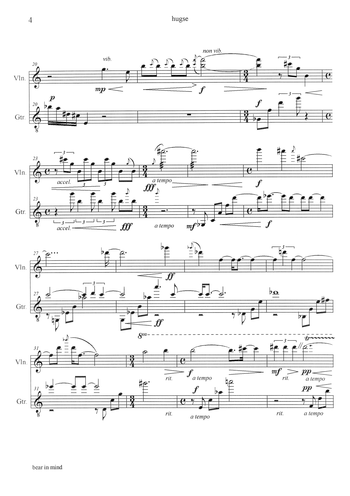 bear in mind - what we came from that we any moment can break up again and be that : for violin and guitar - Image 6