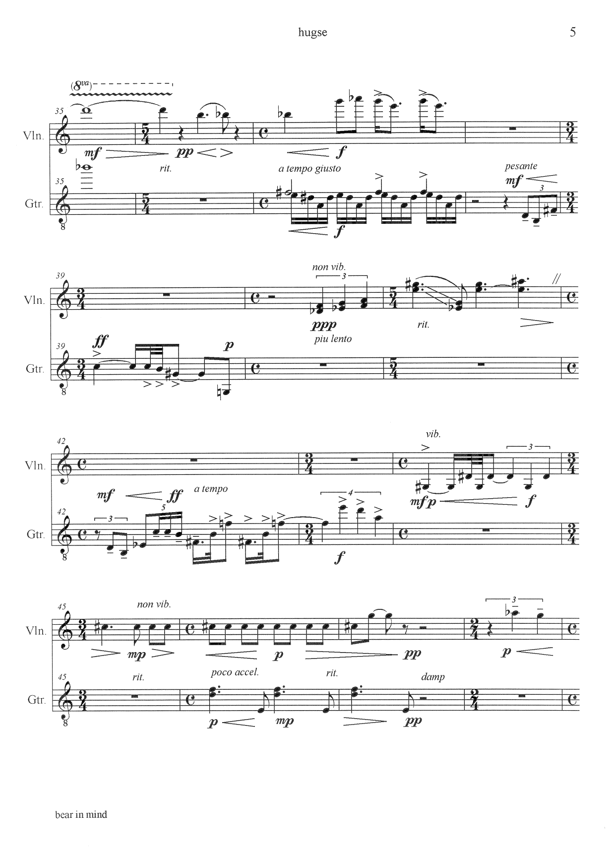 bear in mind - what we came from that we any moment can break up again and be that : for violin and guitar - Image 7